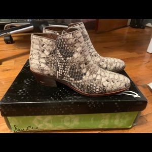 Sam Edelman Snakeprint Leather Ankle Boots
